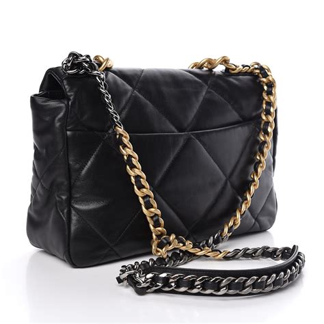 chanel 19 flap bag ราคา|CHANEL Lambskin Quilted Large Chanel 19 Flap Black.